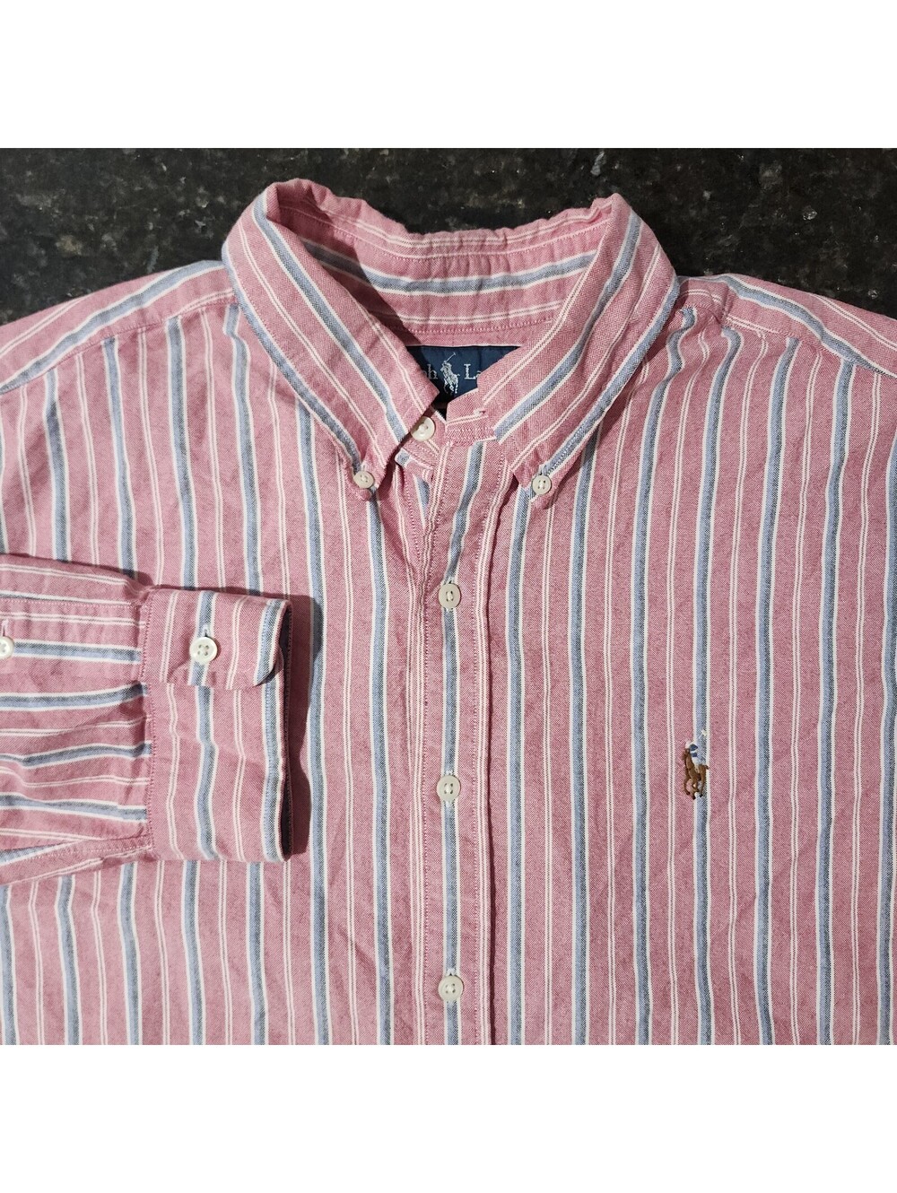 Polo Ralph Lauren Pin Striped Button Down Oxford Preppy Classic Work Mens XL